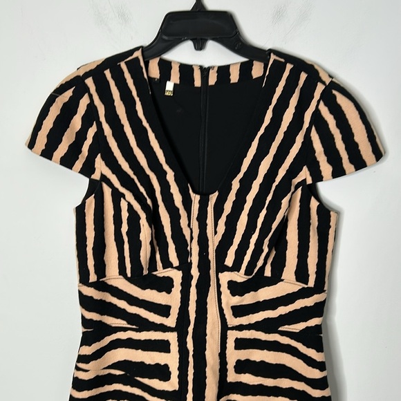 Anthropologie 4.Collective Zebra Print Labyrinth Sheath V-neck Dress - Picture 4 of 6